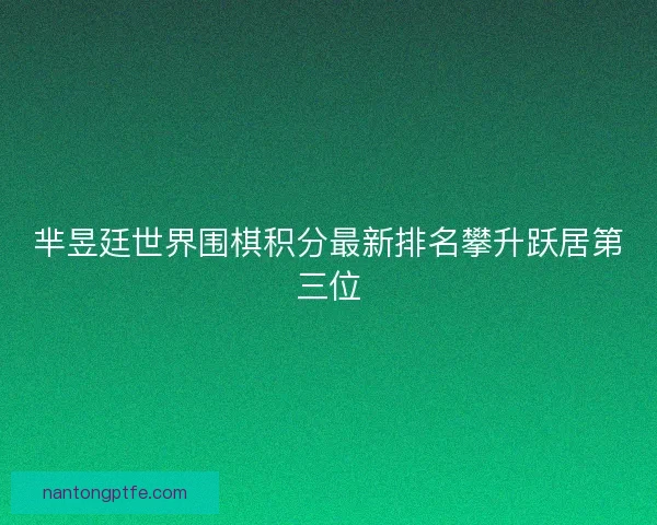 芈昱廷世界围棋积分最新排名攀升跃居第三位 芈昱廷世界围棋积分最新排名攀升跃居第三位
