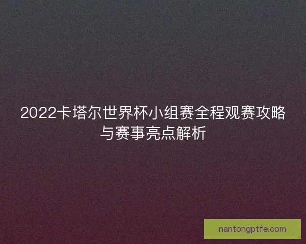 2022卡塔尔世界杯小组赛全程观赛攻略与赛事亮点解析 2022卡塔尔世界杯小组赛全程观赛攻略与赛事亮点解析