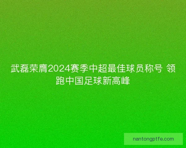 武磊荣膺2024赛季中超最佳球员称号 领跑中国足球新高峰 武磊荣膺2024赛季中超最佳球员称号 领跑中国足球新高峰