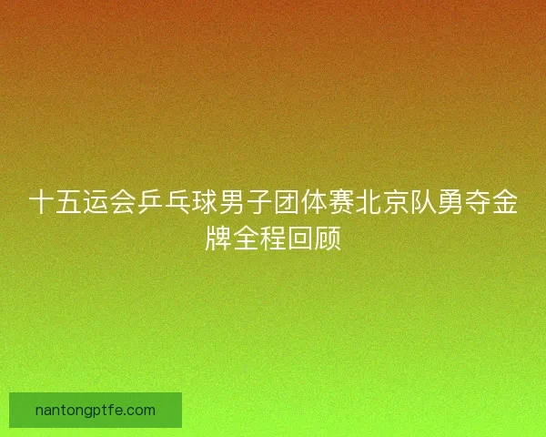 十五运会乒乓球男子团体赛北京队勇夺金牌全程回顾 十五运会乒乓球男子团体赛北京队勇夺金牌全程回顾